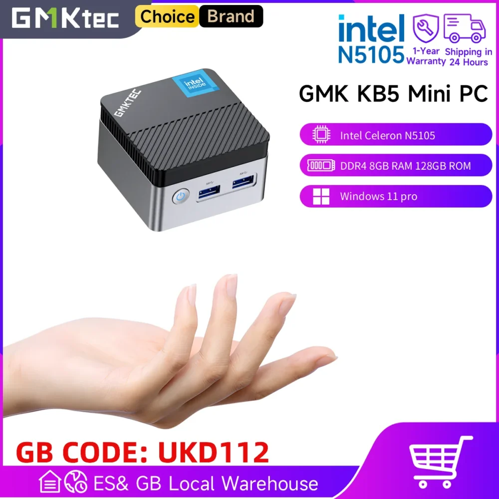 Kb5 GMKtec KB5 Mini PC – Intel N5105, Windows 11 Pro, 8GB RAM, 128GB SSD ...